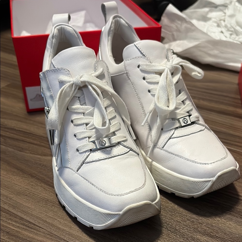 White and Silver Sneakers